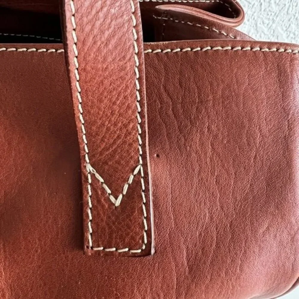 Vintage i Borsai Iborsai Chestnut Brown Leather Shoulder Bag Italy Long Straps - Picture 8 of 12
